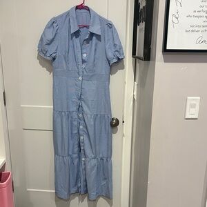 Blue Striped Button-Down Dress